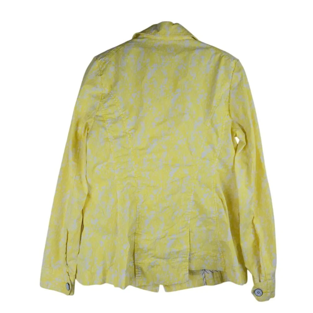 Cabi Womens Jacket Size Small Chore Dainty Floral Artsy Art To Wear Yellow White